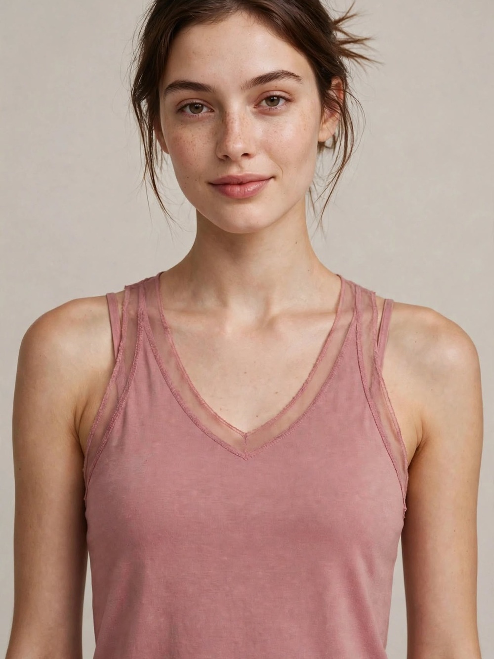 Victoria Sport Mesh Racerback Tank Top in Dusty Rose size S